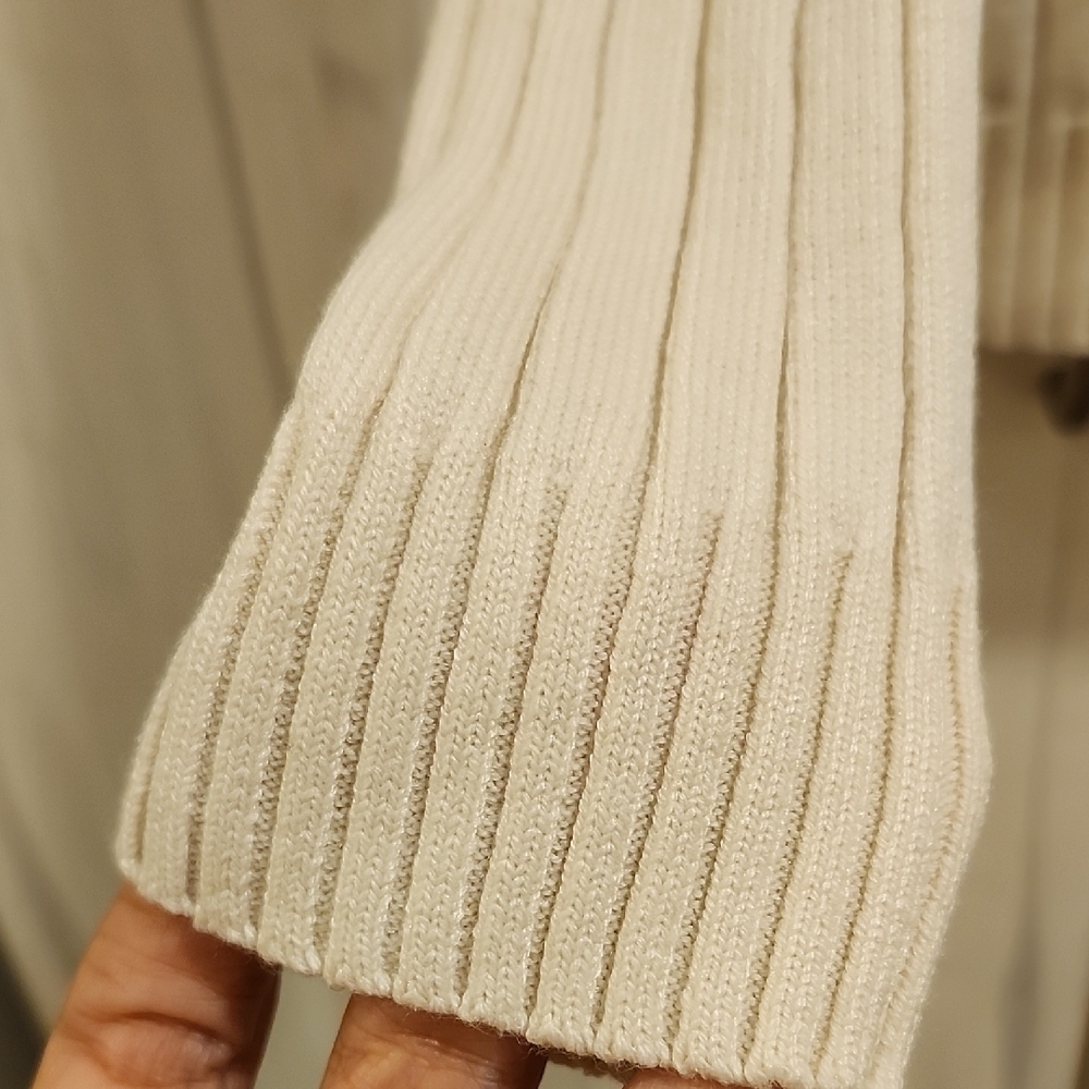 Cream Turtleneck Ribbed Sweater - Picture 3 of 4